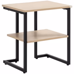 Table d'appoint guéridon avec 2 plateaux en métal et panneaux de particules - dim. 45L x 35l x 48H cm