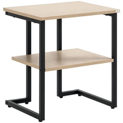Table d'appoint guéridon avec 2 plateaux en métal et panneaux de particules - dim. 45L x 35l x 48H cm