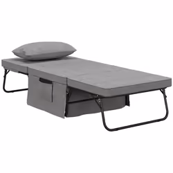 Fauteuil relax canapé pouf lit d'appoint 4 en 1 dossier inclinable 5 niveaux repose-pied rabattable châssis acier noir polyes ...
