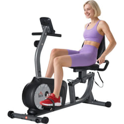Homcom - Vélo d'appartement semi-allongé magnétique écran lcd multifonction selle dossier résistance réglable acier abs gris noir