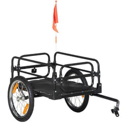 Remorque vélo remorque de transport pour vélo pliable 125L x 64l x 53,5H cm barre d'attelage universelle acier noir