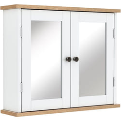 Homcom - Armoire murale de salle de bain avec étagère réglable et 2 portes avec miroir en mdf - dim. 56I x 14P x 46H cm