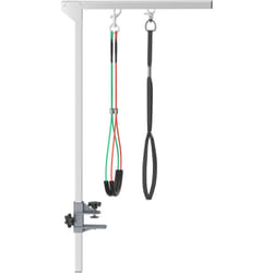 Bras de toilettage pliable animaux - hauteur réglable max. 74 cm - 3 colliers de serrage - chien taille moyenne - alu. acier inox.