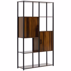 HOMCOM Bibliothèque style industriel 4 étagères et 2 portes en panneaux de particules et métal - dim. 90L x 30l x 159.5H cm