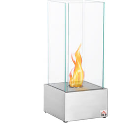 Cheminée portable à poser bioéthanol avec réservoir 0,4 L couverture 15 m² - dim. 25L x 25l x 60H cm