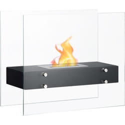 Cheminée à poser bioéthanol en métal et verre trempé avec réservoir 1,5 l couverture 25 m² - dim. 60L x 26l x 50H cm