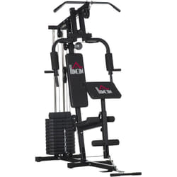 Homcom - Station de musculation - entrainement complet - développé couché, butterfly, barre latissimus, curler, bande résistance - 11 contrepoids