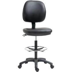 Homcom - Tabouret à roulettes réglable en hauteur 69-91 cm avec dossier inclinable et repose-pieds réglable