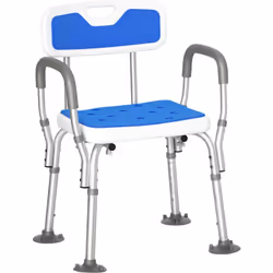 Description générale Cette chaise de douche réglable en hauteur en aluminium et HDPE est conçue pour offrir sécurité et confo ...