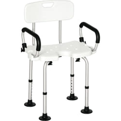 Chaise de douche siège de douche ergonomique hauteur réglable pieds antidérapants accoudoirs alu hdpe blanc noir