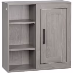 Armoire haute murale de salle de bain ou WC placard 1 porte 3 niches dim. 48L x 20l x 50H cm panneaux particules gris