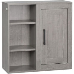 Armoire haute murale de salle de bain ou WC placard 1 porte 3 niches dim. 48L x 20l x 50H cm panneaux particules gris