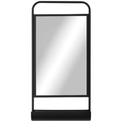 HOMCOM Miroir mural rectangulaire miroir de salle de bain moderne avec étagère de rangement 36 x 72 cm métal noir
