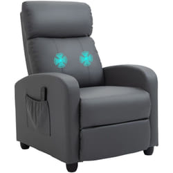 Fauteuil de relaxation et massage inclinaison dossier repose-pied réglable revêtement synthétique gris