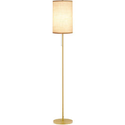 Lampadaire design néo-rétro 40 W max. piètement mât acier doré abat-jour lin crème