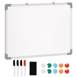 HOMCOM - Tableau blanc - panneau galvanisé - 60x45x1.8cm - Blanc