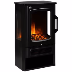 HOMCOM Cheminée électrique foyer électrique poêle 1000 W ou 2000W simulation flammes LED avec thermostat - 445 x 32 x 74 cm n ...