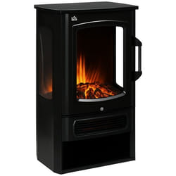 HOMCOM Cheminée électrique foyer électrique poêle 1000 W ou 2000W simulation flammes LED avec thermostat - 445 x 32 x 74 cm noir