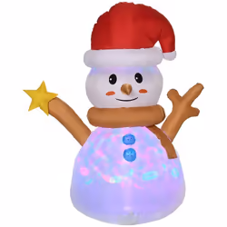 Outsunny Bonhomme de neige gonflable LED décoré H. 120 cm polyester imperméable blanc