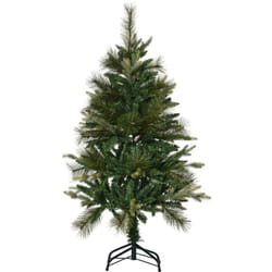 Sapin de Noël artificiel Ø 61 x 120H cm pied support inclus 260 branches épines grand réalisme vert