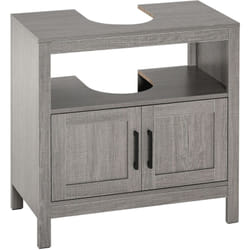 Kleankin - Meuble salle de bain - meuble sous-vasque - placard 2 portes, niche - dim. 60L x 30l x 60H cm - panneaux de particules aspect bois gris