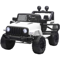 Homcom - Voiture 4x4 électrique enfant moteur 2 x 35 w 5 Km/h max. télécommande incluse effets lumineux sonore lecteur MP3 usb blanc