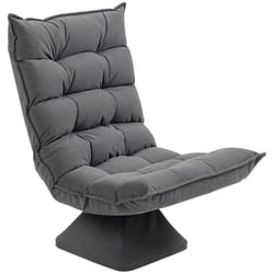 Fauteuil relax grand confort pivotant inclinaison réglable 5 niv. épais garnissage mousse haute densité tissu velours microfibre gris