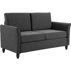 Homcom - Canapé 2 places design scandinave dim. 141L x 70l x 78H cm pieds bois massif tissu lin gris foncé