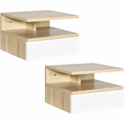 Description générale Ce lot de 2 tables de chevet murales au design contemporain vous permettra d'aménager votre chambre avec ...