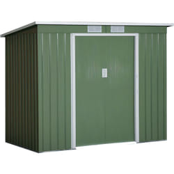 Outsunny - Abri de jardin - remise pour outils - fondation incluse - cabanon 2 portes coulissantes verrouillables - dim. 213L x 130l x 173H cm - tôle
