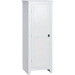 Armoire de cuisine style campagne chic porte 3 étagères réglables - dim. 43L x 40l x 121H cm - mdf blanc