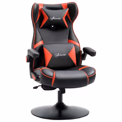 Fauteuil gaming fauteuil de bureau gamer fonction audio pivotant réglable accoudoirs relevables rouge noir 69x73x118cm Rouge