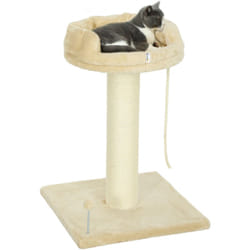 Arbre à chat griffoir grattoir sisal naturel plateforme d'observation corde d'escalade boule à ressort peluche beige