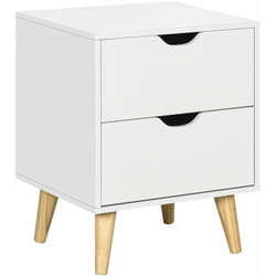 Homcom - Chevet table de nuit design scandinave 2 tiroirs piètement bois pin panneaux particules blanc