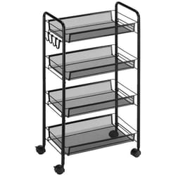 Chariot de rangement - HOMCOM - 4 niveaux desserte roulettes paniers amovibles 4 crochets - acier - 45x265x84cm - noir