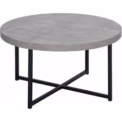 Description générale Cette jolie table basse ronde, d'un diamètre de 80 cm et d'une hauteur de 45 cm, avec un plateau effet b ...