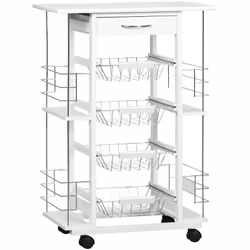 Cette superbe desserte de service multi-rangements sur roulettes vous facilitera grandement la vie ! Équipé de 4 paniers, d'u ...