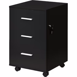 Caisson de bureau rangement bureau sur roulettes 3 tiroirs verrouillables dim. 40L x 41,5l x 61,5H cm noir