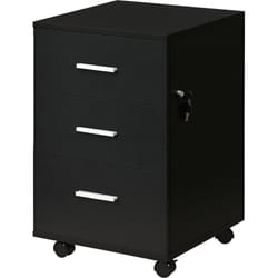 Caisson de bureau rangement bureau sur roulettes 3 tiroirs verrouillables dim. 40L x 41,5l x 61,5H cm noir