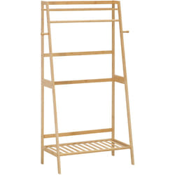 Homcom - Penderie porte-manteaux - 2 étagères, espace penderie, 2 patères - dim. 82L x 36l x 140H cm - bois bambou