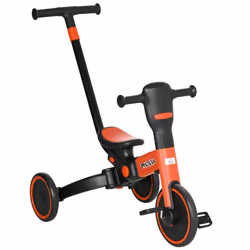 Tricycle enfant évolutif 4 en 1 - tricycle à pousser tricycle simple draisienne vélo - canne télescopique - guidon pliable -  ...