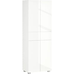 Buffet haut de cuisine blanc laqué style contemporain - 4 portes, 3 étagères réglables, 2 tiroirs