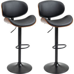 Lot de 2 tabourets de bar design contemporain hauteur d'assise réglable 62-82 cm pivotant 360° bois revêtement synthétique noir