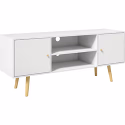 Description générale Ce splendide meuble TV bas sur pied de style scandinave s'intégrera parfaitement dans votre salon ou vot ...