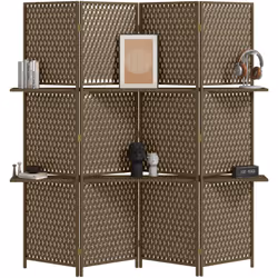 Succombez au charme de ce superbe paravent intérieur 4 panneaux en bois de pin, bambou et fibres de papier tressé. Son appare ...