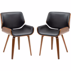Ce joli lot de 2 chaises est un objet déco à part entière ! Le châssis piètement aspect bois de noyer se marie parfaitement a ...