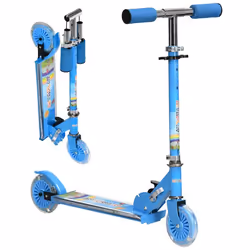 Trottinette pliable enfant à partir de 3 ans roues repose-pied LED frein à friction arrière hauteur guidon réglable 4 niv. mé ...