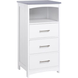 Kleankin - Meuble colonne salle de bain style contemporain - 3 tiroirs, niche - mdf blanc gris