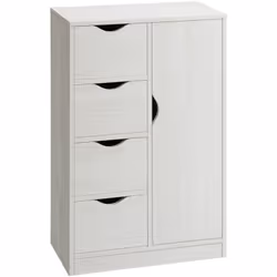Description générale Ce superbe meuble de rangement aspect bois est doté d'un placard et de 4 tiroirs coulissants, idéal pour ...