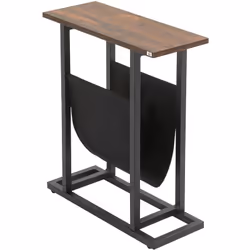 Cette jolie table basse d'appoint rectangulaire en acier noir avec plateau aspect bois apportera une touche d'élégance supplé ...